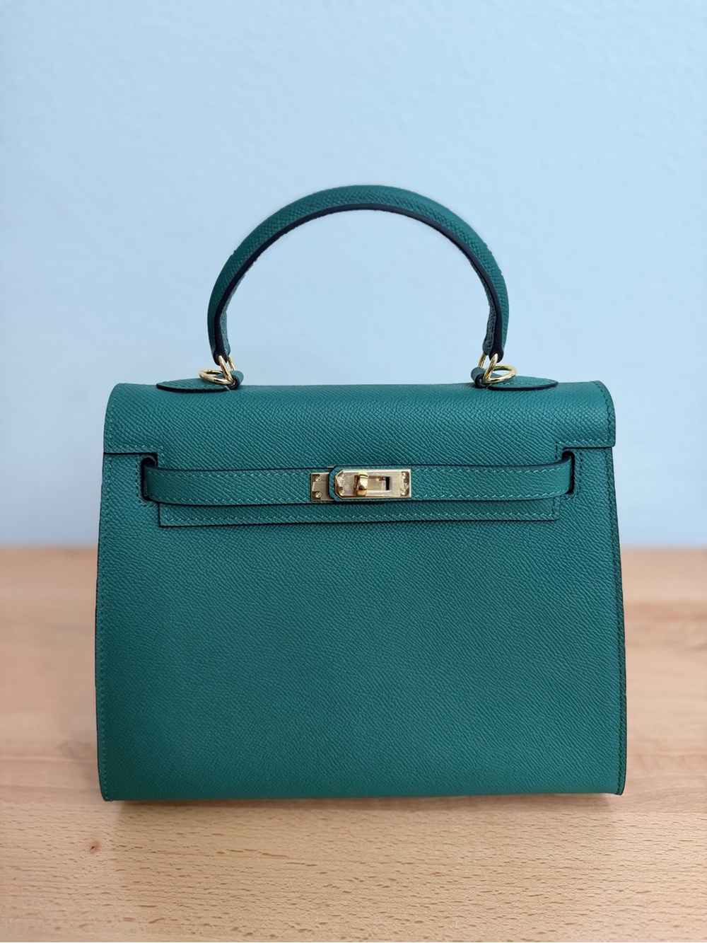 Sellier Kelly 25 Sellier green Malachite Epsom leather gold hardware